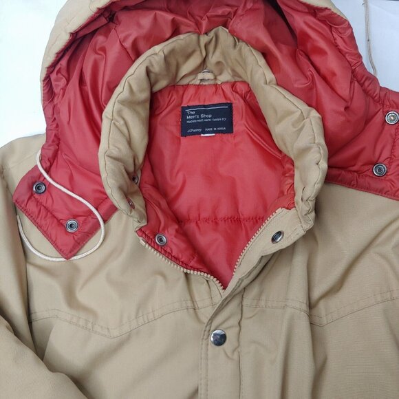 JC Penny The Mens Shop cOAT Men Medium Insulated Vintage Workwear Work Tan READ - Picture 7 of 16